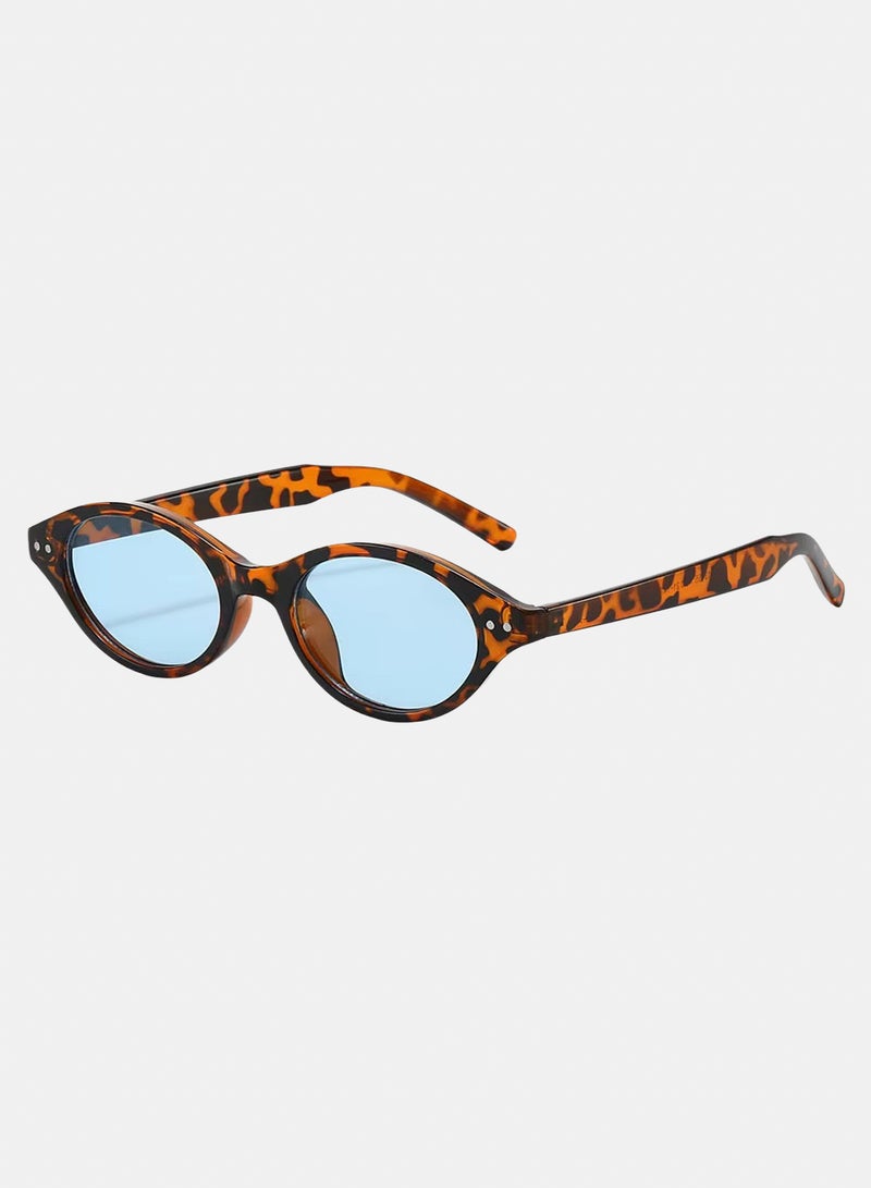 Zyph Leopord Blue Full Rim Oval Sunglasses